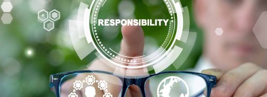 Responsibility Social Business Management Concept. CSR Roles Responsibilities Corporate Conceptual Background.